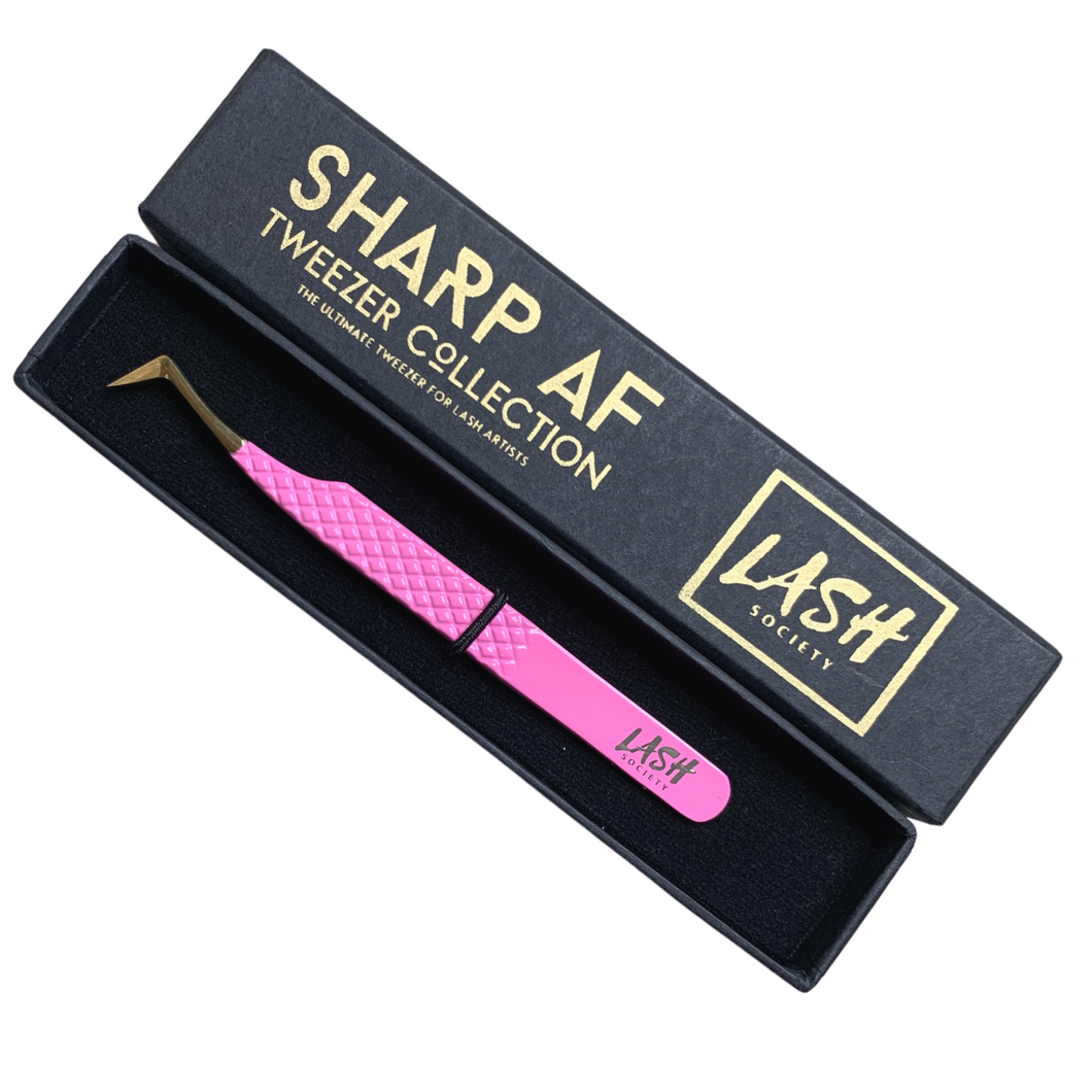 Pink Sharp AF Eyelash Tweezer - lashsociety.co.uk