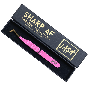 Pink Sharp AF Eyelash Tweezer - Full Collection - lashsociety.co.uk