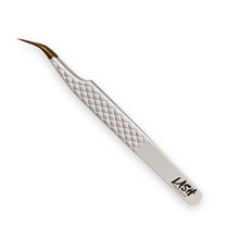 Load image into Gallery viewer, White and Gold Eyelash Tweezer - Full Collection - lashsociety.co.uk
