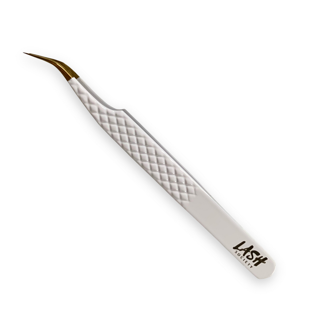 White and Gold Eyelash Tweezer - lashsociety.co.uk